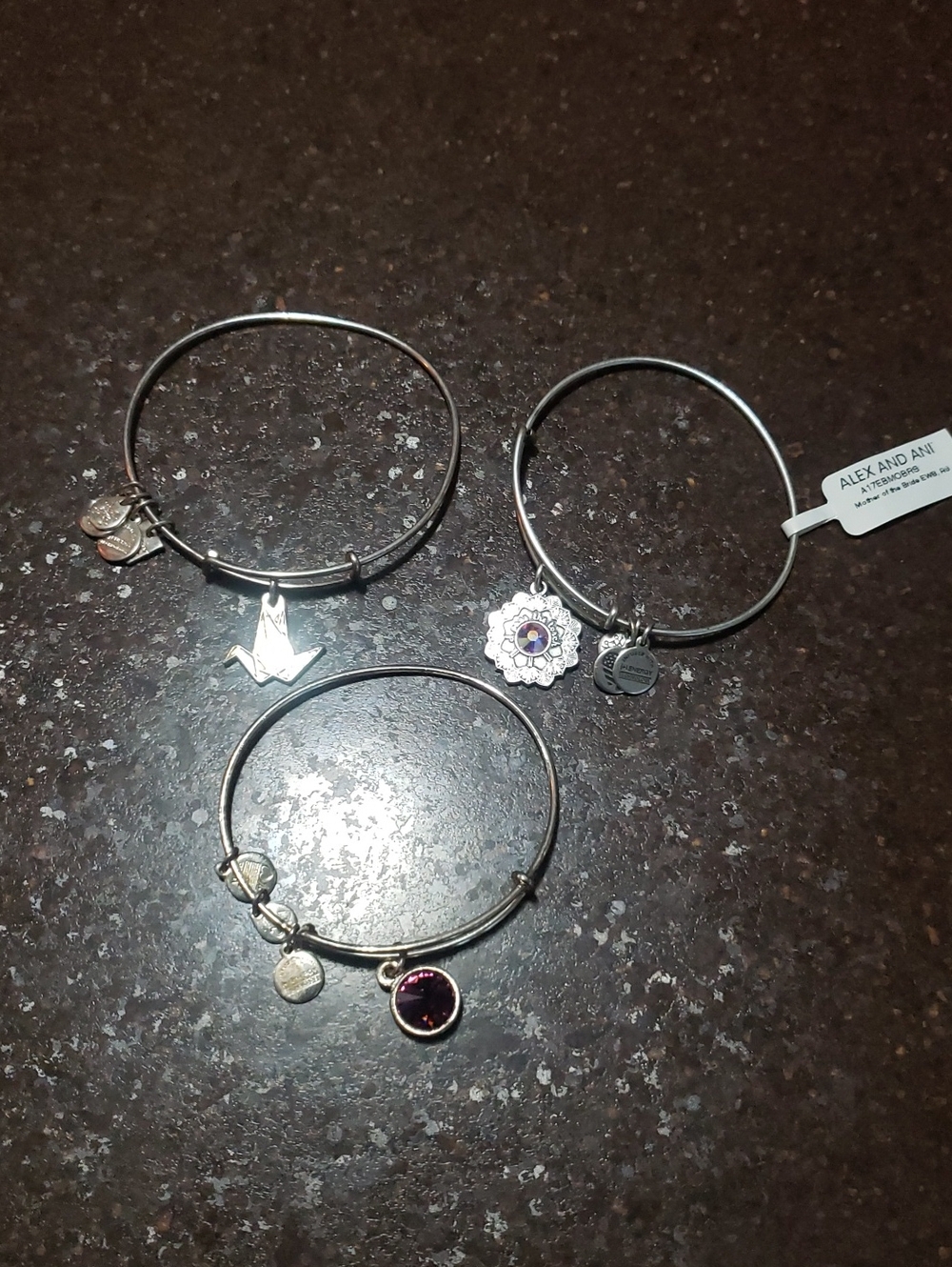 Lot of X 3 Alex and Ani Silvertone Charm Bracelet- Mother Of The BRIDE, 2017